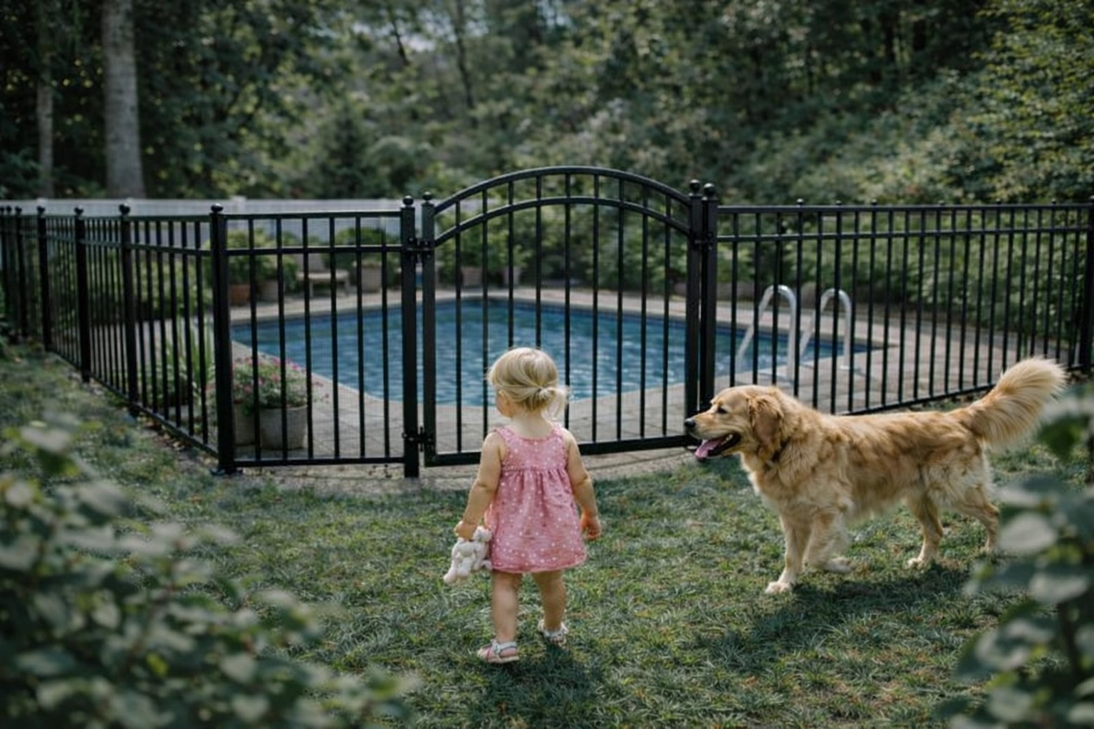 Beautiful fenced backyard with pool