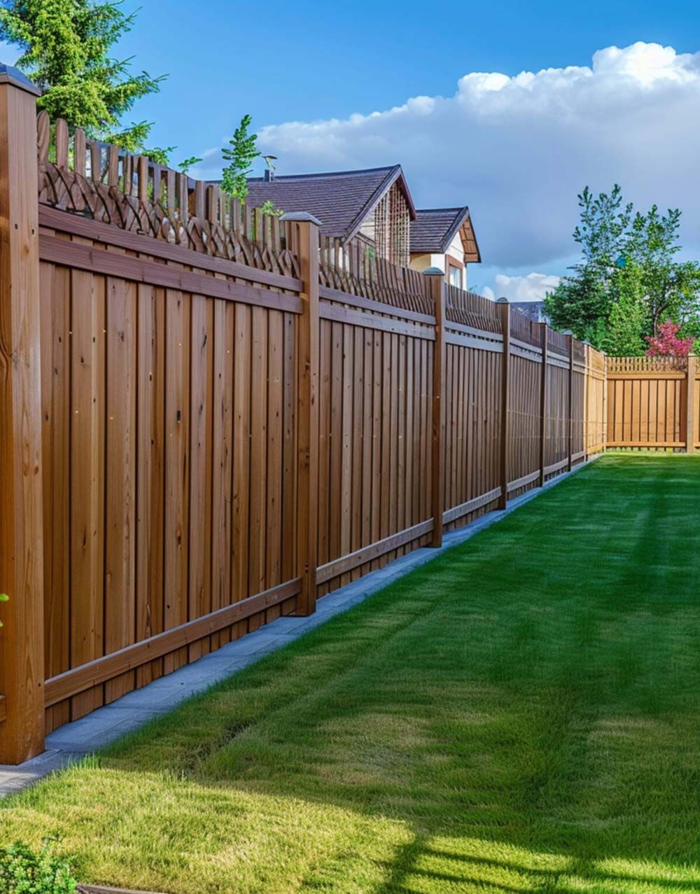 Wooden privacy fence installed in a Massachusetts backyard